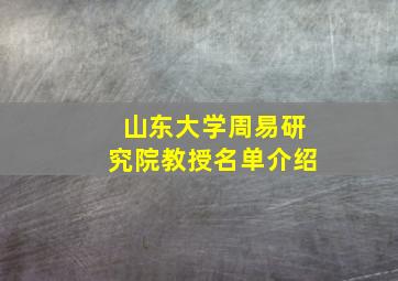 山东大学周易研究院教授名单介绍