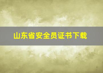 山东省安全员证书下载