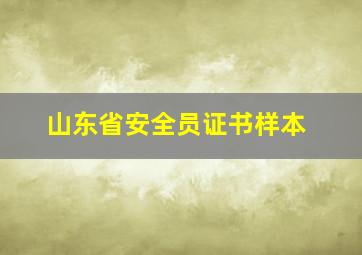 山东省安全员证书样本