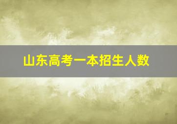 山东高考一本招生人数