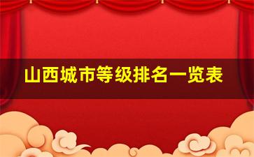 山西城市等级排名一览表