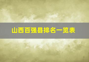 山西百强县排名一览表