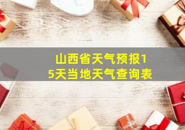 山西省天气预报15天当地天气查询表