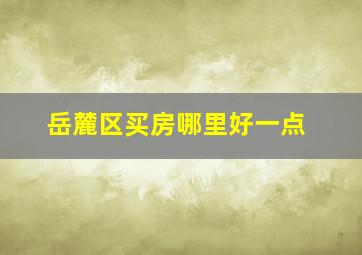 岳麓区买房哪里好一点