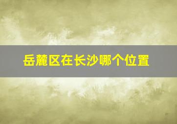 岳麓区在长沙哪个位置