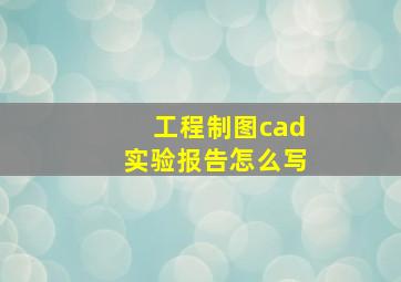 工程制图cad实验报告怎么写