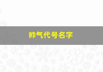 帅气代号名字