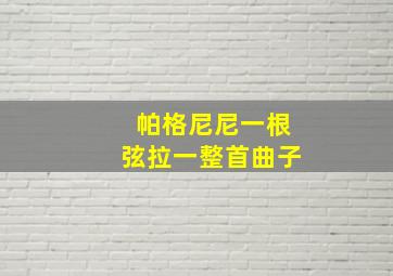 帕格尼尼一根弦拉一整首曲子