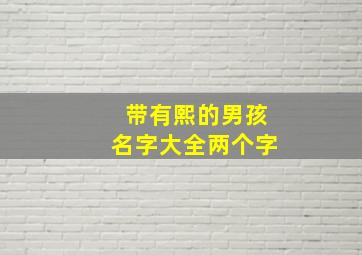 带有熙的男孩名字大全两个字