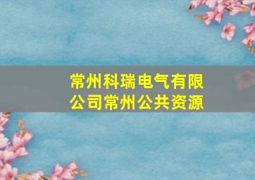 常州科瑞电气有限公司常州公共资源