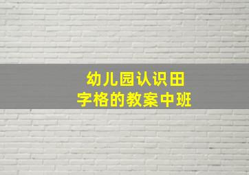 幼儿园认识田字格的教案中班