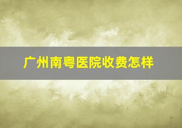 广州南粤医院收费怎样