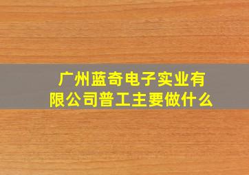 广州蓝奇电子实业有限公司普工主要做什么