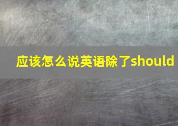 应该怎么说英语除了should