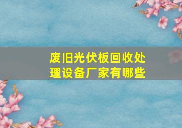 废旧光伏板回收处理设备厂家有哪些