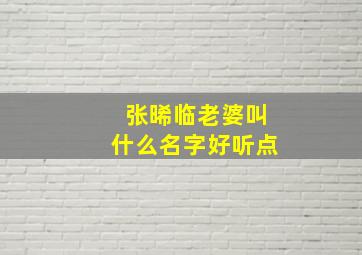 张晞临老婆叫什么名字好听点