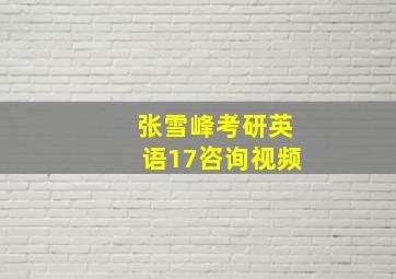 张雪峰考研英语17咨询视频