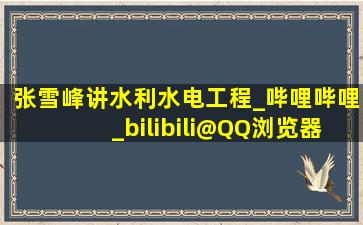 张雪峰讲水利水电工程_哔哩哔哩_bilibili@QQ浏览器