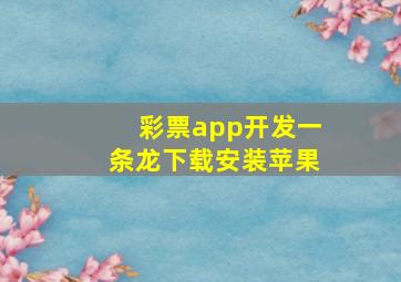 彩票app开发一条龙下载安装苹果