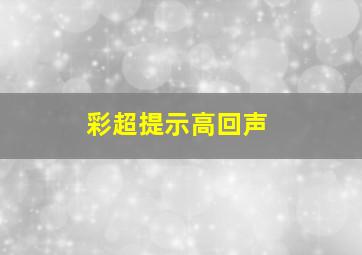 彩超提示高回声