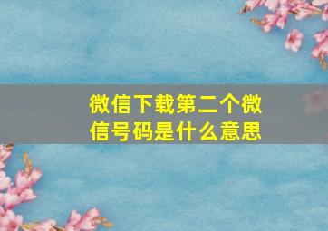 微信下载第二个微信号码是什么意思