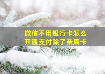 微信不用银行卡怎么开通支付除了亲属卡