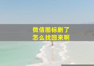 微信图标删了怎么找回来啊