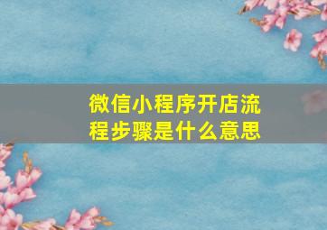 微信小程序开店流程步骤是什么意思