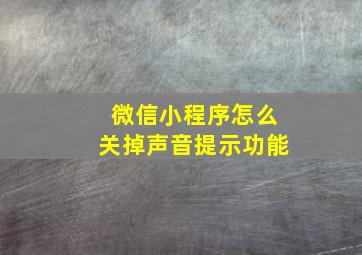 微信小程序怎么关掉声音提示功能