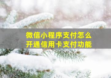 微信小程序支付怎么开通信用卡支付功能