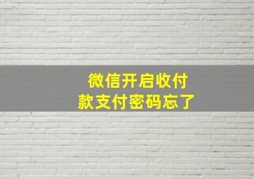 微信开启收付款支付密码忘了