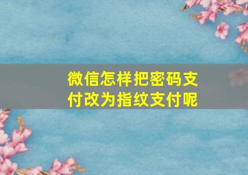 微信怎样把密码支付改为指纹支付呢