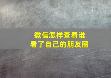 微信怎样查看谁看了自己的朋友圈