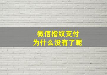 微信指纹支付为什么没有了呢