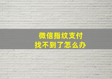 微信指纹支付找不到了怎么办