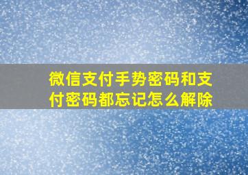 微信支付手势密码和支付密码都忘记怎么解除