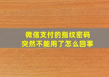 微信支付的指纹密码突然不能用了怎么回事