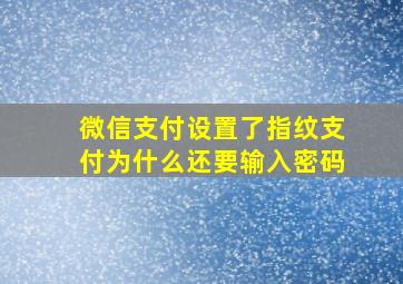 微信支付设置了指纹支付为什么还要输入密码