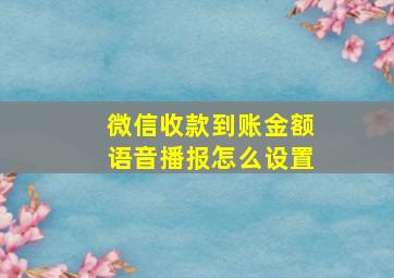 微信收款到账金额语音播报怎么设置