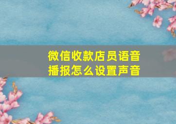 微信收款店员语音播报怎么设置声音