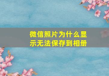 微信照片为什么显示无法保存到相册