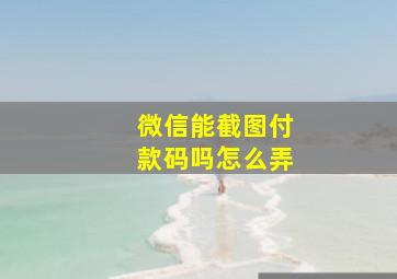 微信能截图付款码吗怎么弄