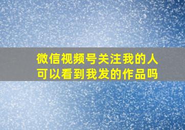 微信视频号关注我的人可以看到我发的作品吗