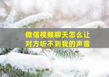 微信视频聊天怎么让对方听不到我的声音