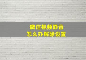 微信视频静音怎么办解除设置