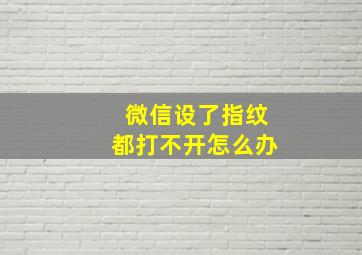 微信设了指纹都打不开怎么办