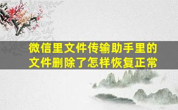 微信里文件传输助手里的文件删除了怎样恢复正常