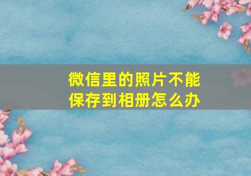 微信里的照片不能保存到相册怎么办