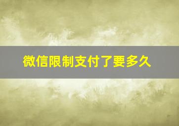 微信限制支付了要多久