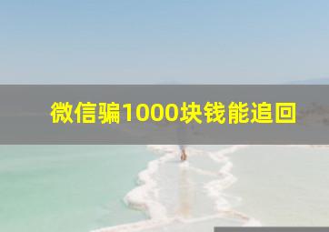 微信骗1000块钱能追回